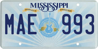 MS license plate MAE993