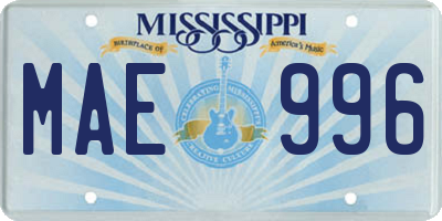 MS license plate MAE996