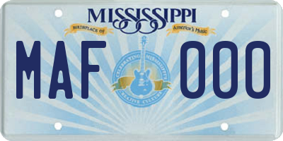 MS license plate MAF000