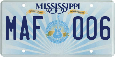 MS license plate MAF006
