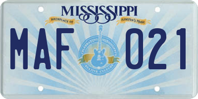 MS license plate MAF021