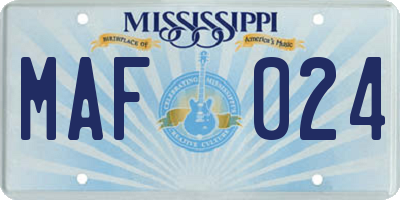 MS license plate MAF024