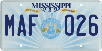 MS license plate MAF026