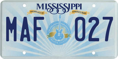 MS license plate MAF027