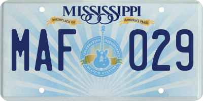 MS license plate MAF029