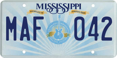 MS license plate MAF042