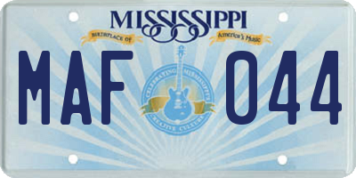 MS license plate MAF044