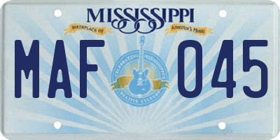 MS license plate MAF045