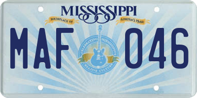 MS license plate MAF046