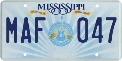 MS license plate MAF047