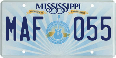 MS license plate MAF055