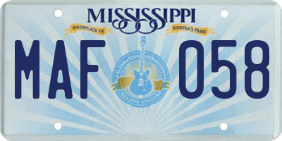 MS license plate MAF058