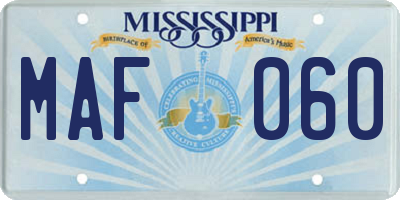 MS license plate MAF060