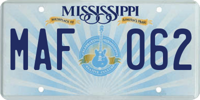 MS license plate MAF062