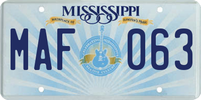 MS license plate MAF063