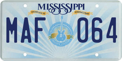 MS license plate MAF064