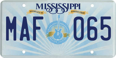 MS license plate MAF065