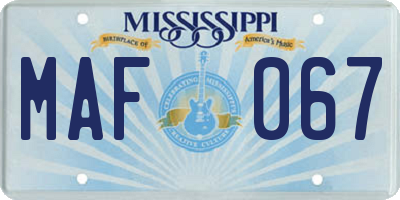 MS license plate MAF067