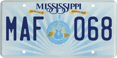 MS license plate MAF068