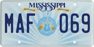 MS license plate MAF069