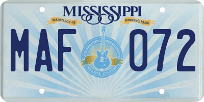 MS license plate MAF072