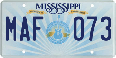 MS license plate MAF073