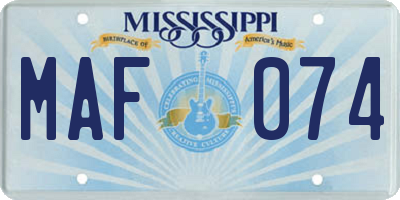 MS license plate MAF074
