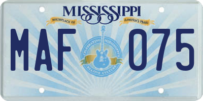 MS license plate MAF075