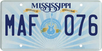 MS license plate MAF076