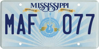 MS license plate MAF077