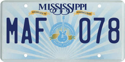 MS license plate MAF078