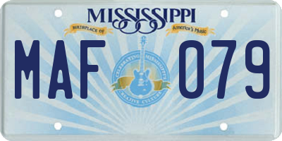 MS license plate MAF079