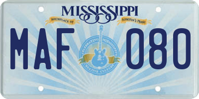 MS license plate MAF080