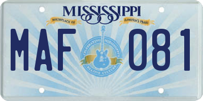 MS license plate MAF081