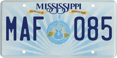 MS license plate MAF085
