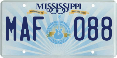 MS license plate MAF088