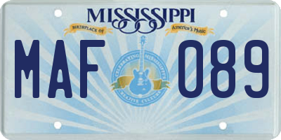 MS license plate MAF089