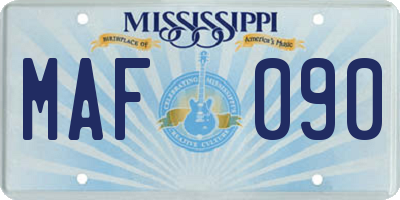 MS license plate MAF090