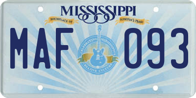 MS license plate MAF093