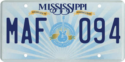 MS license plate MAF094