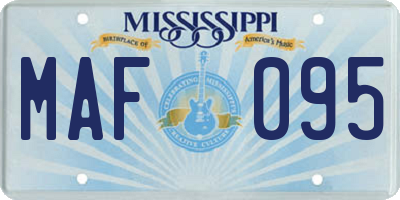 MS license plate MAF095