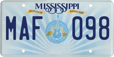 MS license plate MAF098