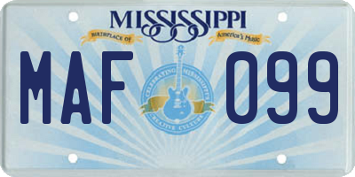 MS license plate MAF099