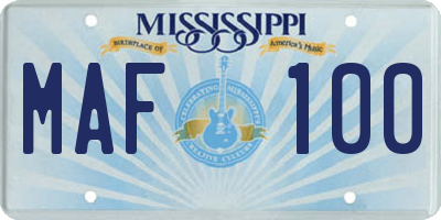 MS license plate MAF100