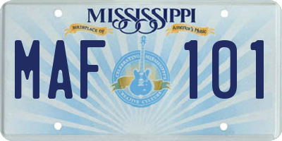 MS license plate MAF101