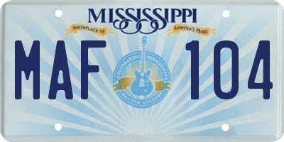 MS license plate MAF104
