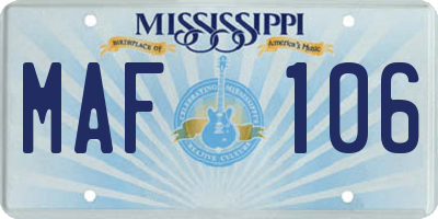 MS license plate MAF106