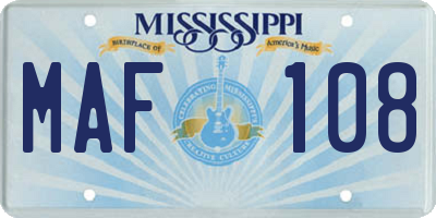 MS license plate MAF108
