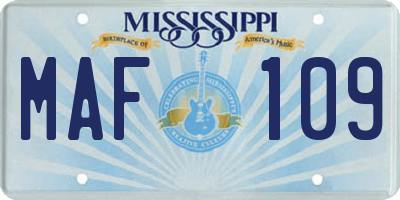 MS license plate MAF109
