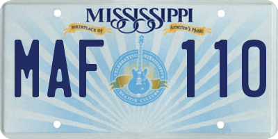 MS license plate MAF110